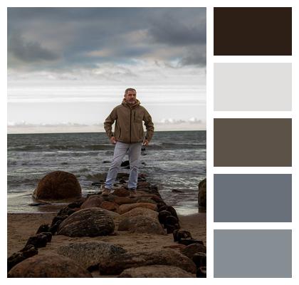 Beach Baltic Sea Man Image